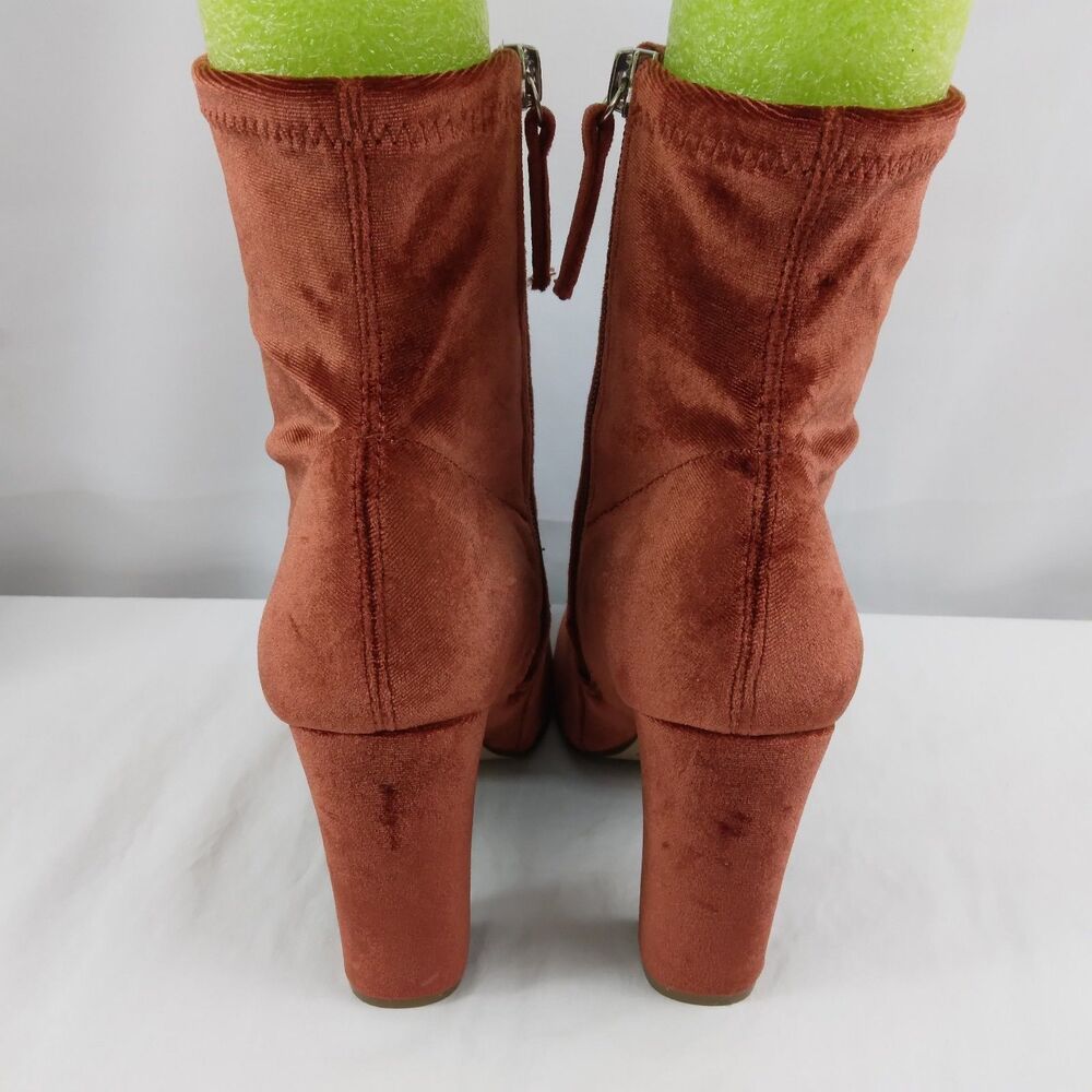 Steve Madden Edit Velvet Ankle Boots Booties Rust Terracotta Womens 6.5 M - Picture 7 of 11